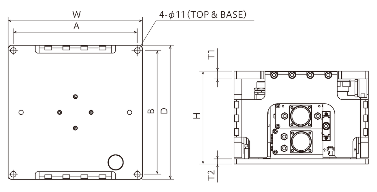 倉敷化工KURASHIKI Type-C 主動式除振台外形尺寸圖