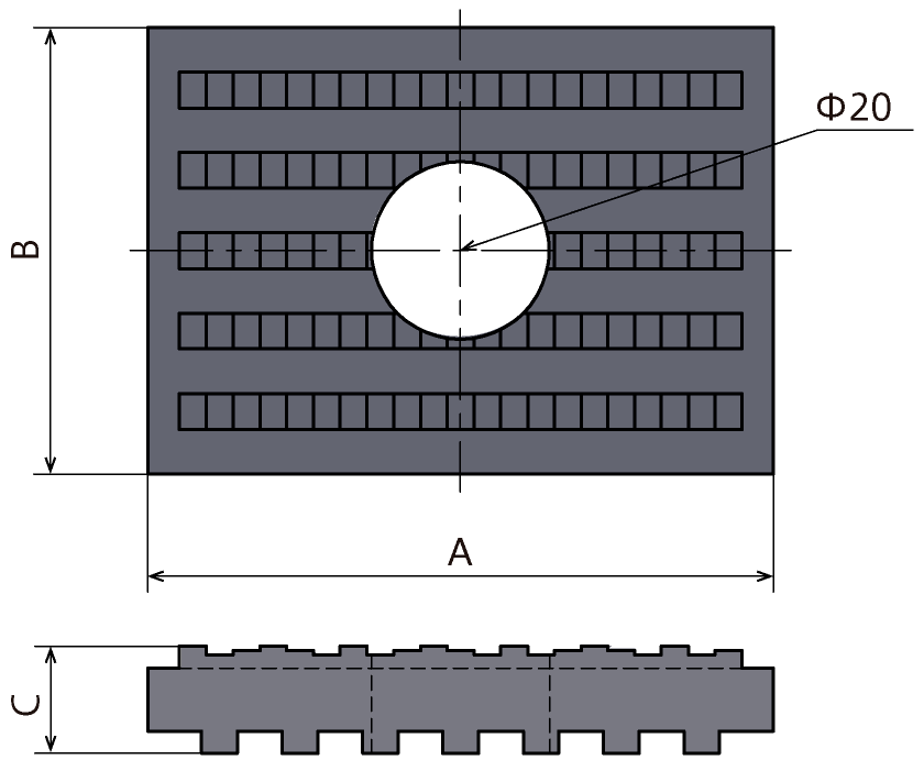 倉敷化工 防振墊 KHS-C平面尺寸圖