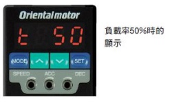 東方馬達 Oriental motor BXII 無刷馬達 負載率50%時的顯示