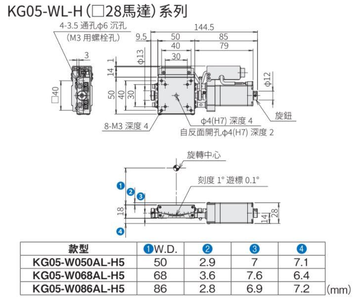 SURUGA SEIKI 駿河精機 _ 自動1軸傾角滑台 _ KG系列 平面尺寸圖 KG05-WL系列