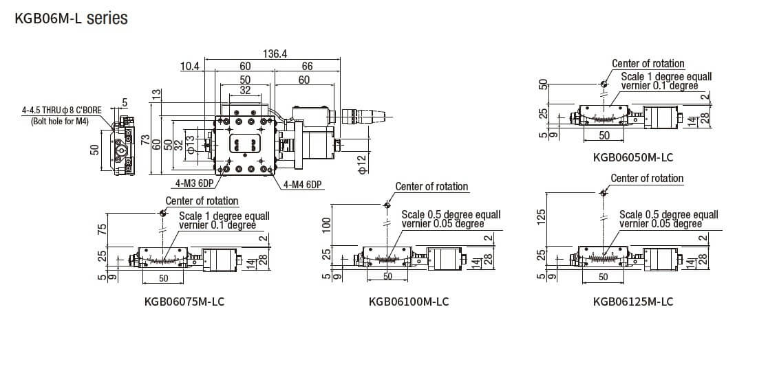 SURUGA SEIKI 駿河精機 _ 自動 1 軸傾角滑台 _ 平面尺寸圖 KGB06M-L series