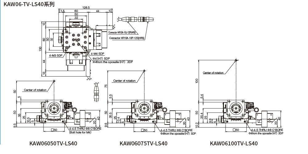 SURUGA SEIKI 駿河精機_ 無馬達傾角滑台　平面尺寸圖 KAW06V
