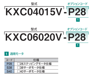 無馬達式直動X軸滑台 KXC型號對照表