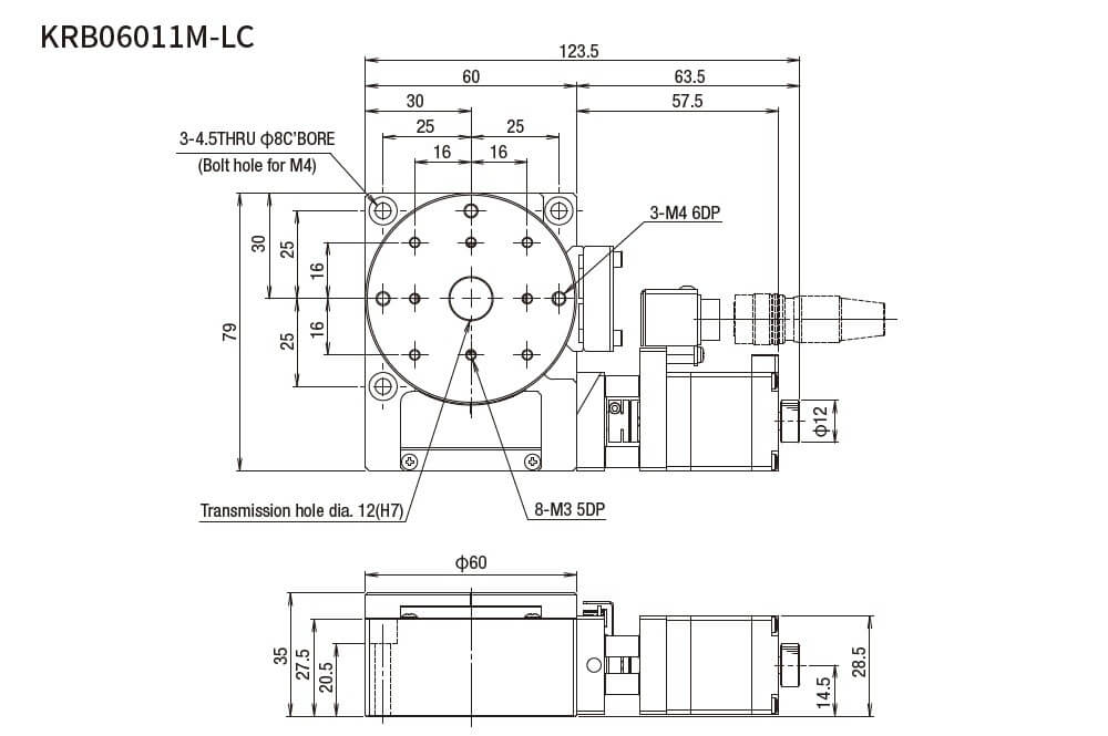 SURUGA SEIKI 駿河精機 _ 自動旋轉滑台 _ 平面尺寸圖 KRB06011M-LC