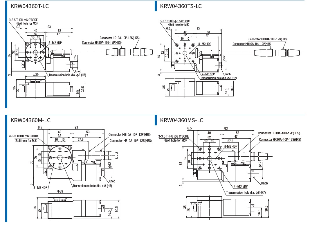 SURUGA SEIKI 駿河精機 _ 自動旋轉滑台 _產品介紹KRW系列 KRW04360 平面尺寸圖
