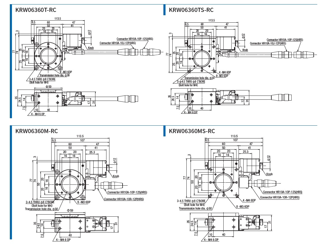 SURUGA SEIKI 駿河精機 _ 自動旋轉滑台 _產品介紹KRW系列 KRW06360C 平面尺寸圖