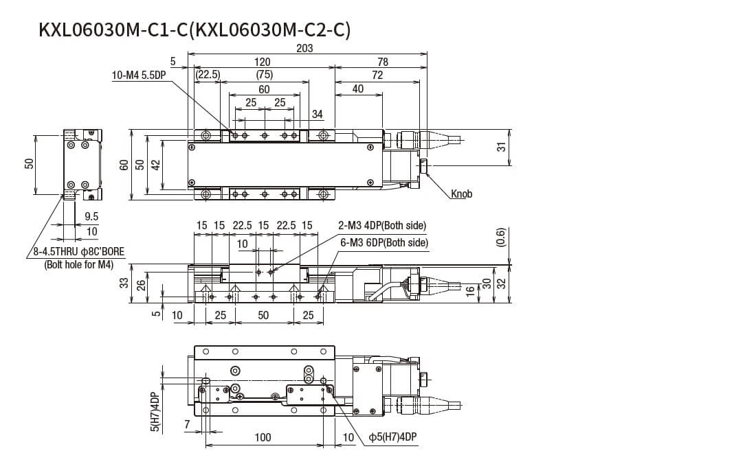 SURUGA SEIKI 駿河精機 _ 自動直動X軸滑台 _ 平面尺寸圖 KXL06030M-C1-C(KXL06030M-C2-C)