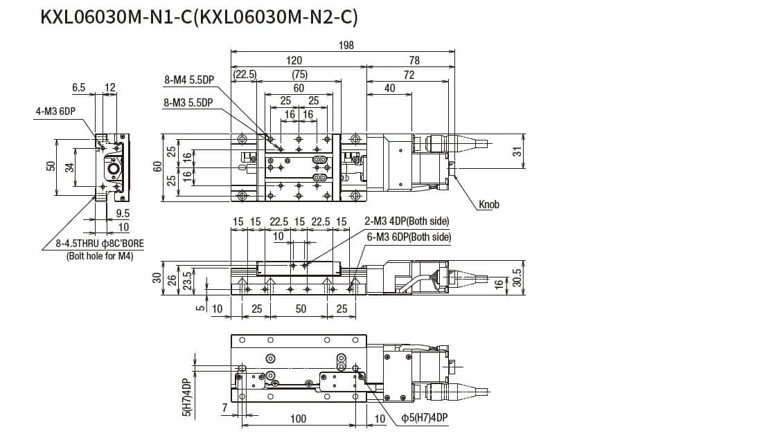 SURUGA SEIKI 駿河精機 _ 自動直動X軸滑台 _ 平面尺寸圖 KXL06030M-N1-C(KXL06030M-N2-C)