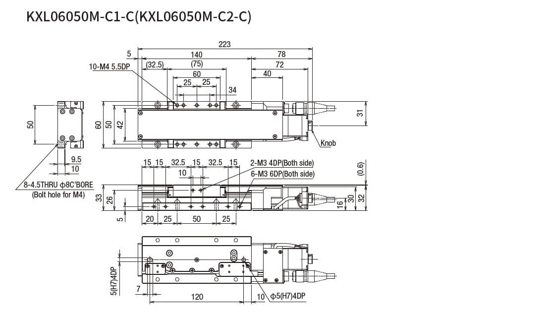 SURUGA SEIKI 駿河精機 _ 自動直動X軸滑台 _ 平面尺寸圖 KXL06050M-C1-C(KXL06050M-C2-C)