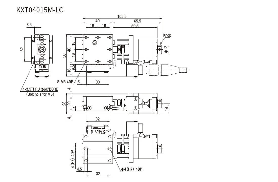 SURUGA SEIKI 駿河精機 _ 自動直動X軸滑台 _ 平面尺寸圖 KXT04015M-LC