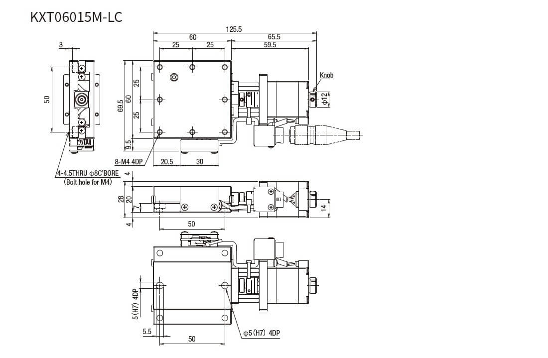 SURUGA SEIKI 駿河精機 _ 自動直動X軸滑台 _ 平面尺寸圖 KXT06015M-LC