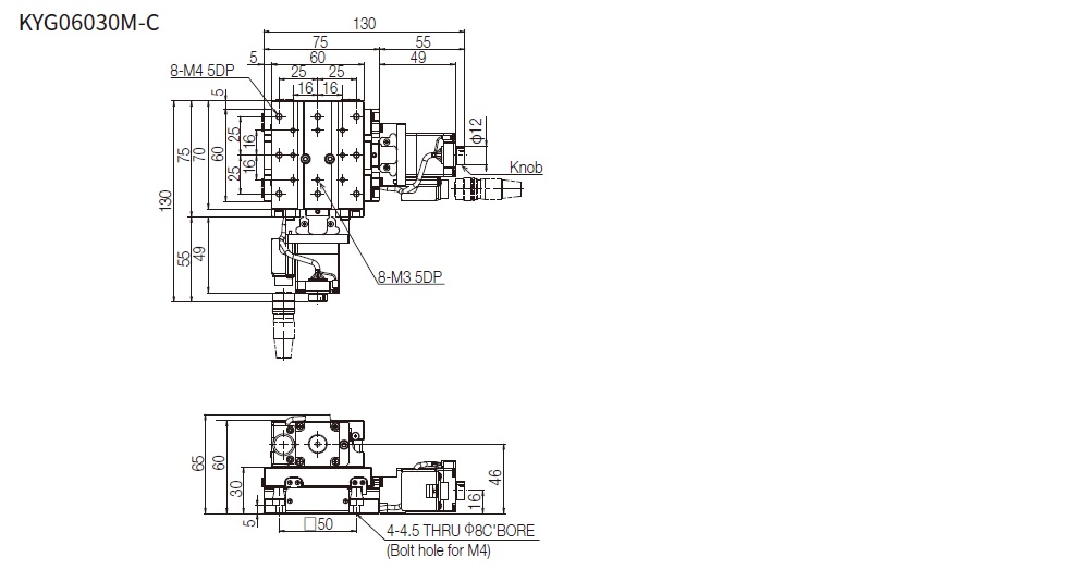 SURUGA SEIKI 駿河精機 _ 自動直動滑台 _ 自動直動XY軸 _ 產品介紹CAVE-X POSITIONER KYG系列 KYG06030M-C 平面尺寸圖