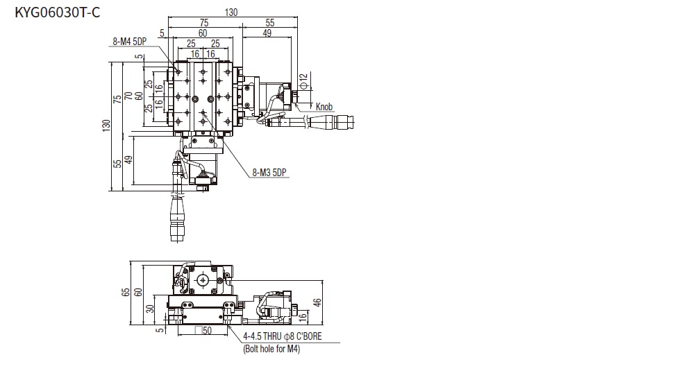SURUGA SEIKI 駿河精機 _ 自動直動滑台 _ 自動直動XY軸 _ 產品介紹CAVE-X POSITIONER KYG系列 KYG06030T-C 平面尺寸圖