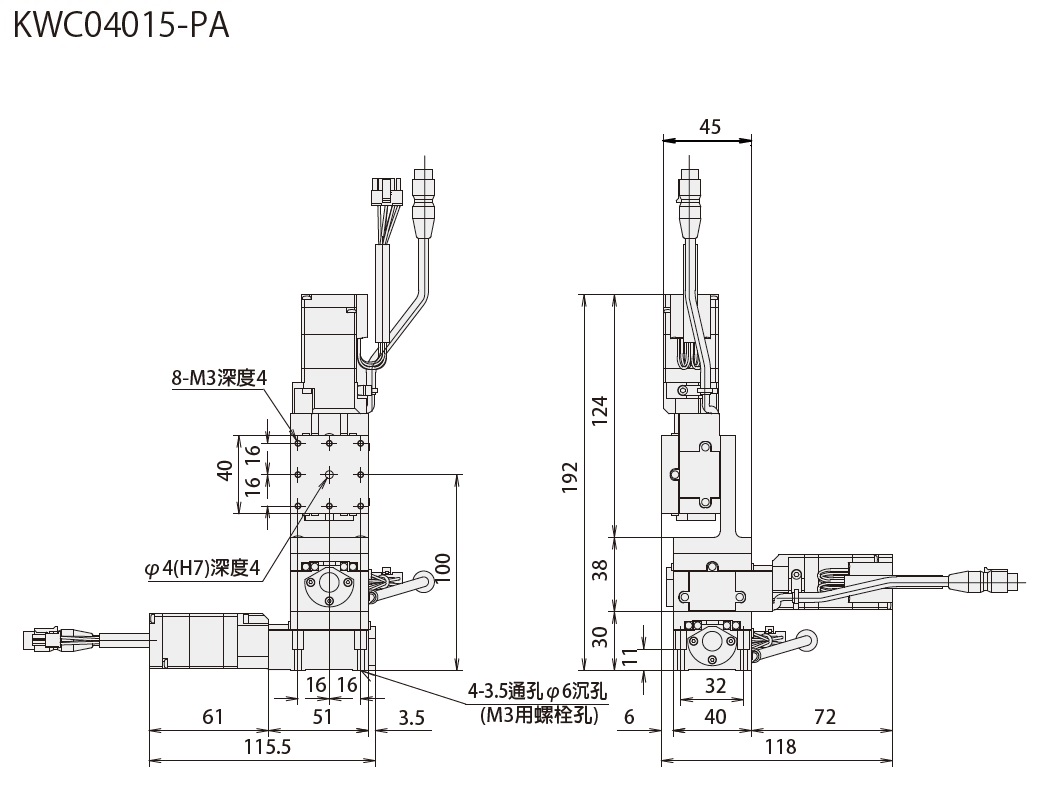 SURUGA SEIKI 駿河精機 自動直動XYZ軸 KWC系列 平面尺寸圖