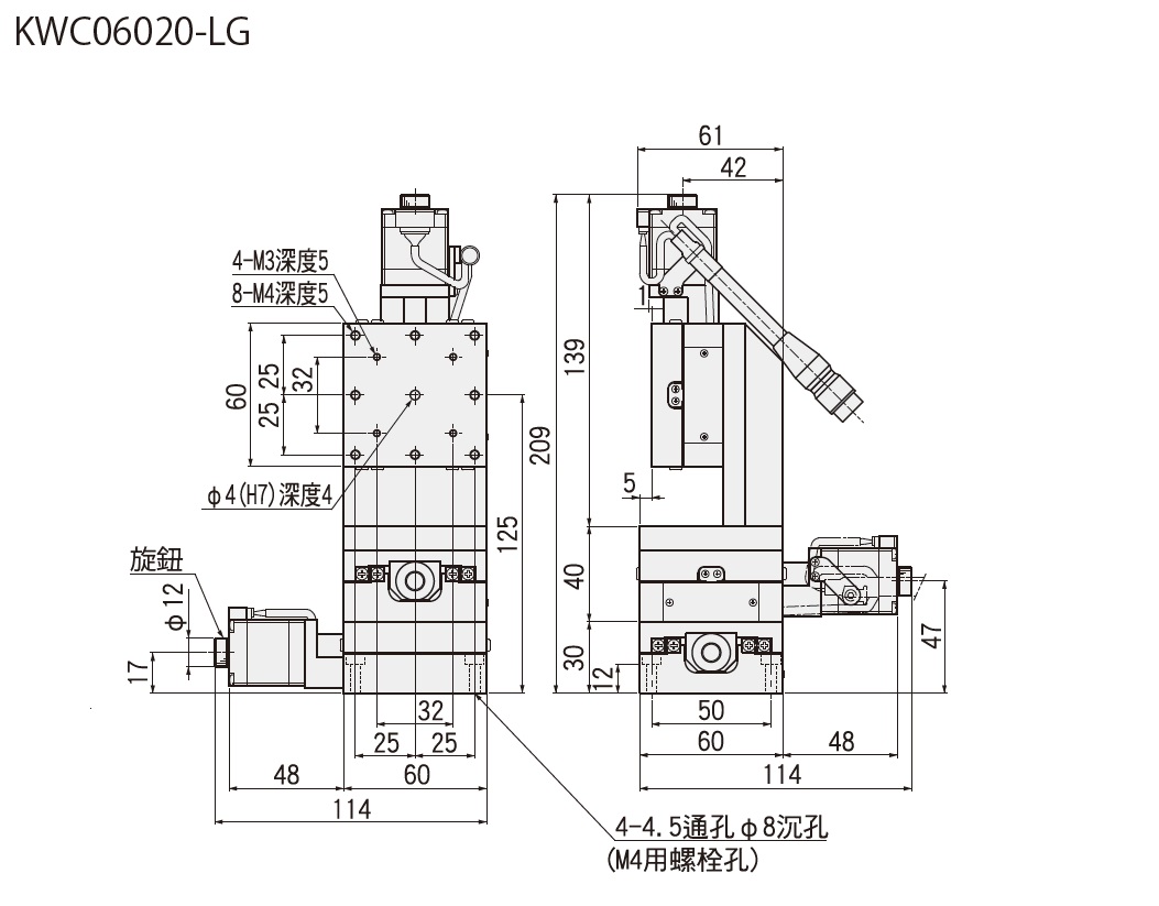 SURUGA SEIKI 駿河精機 自動直動XYZ軸 KWC系列 平面尺寸圖