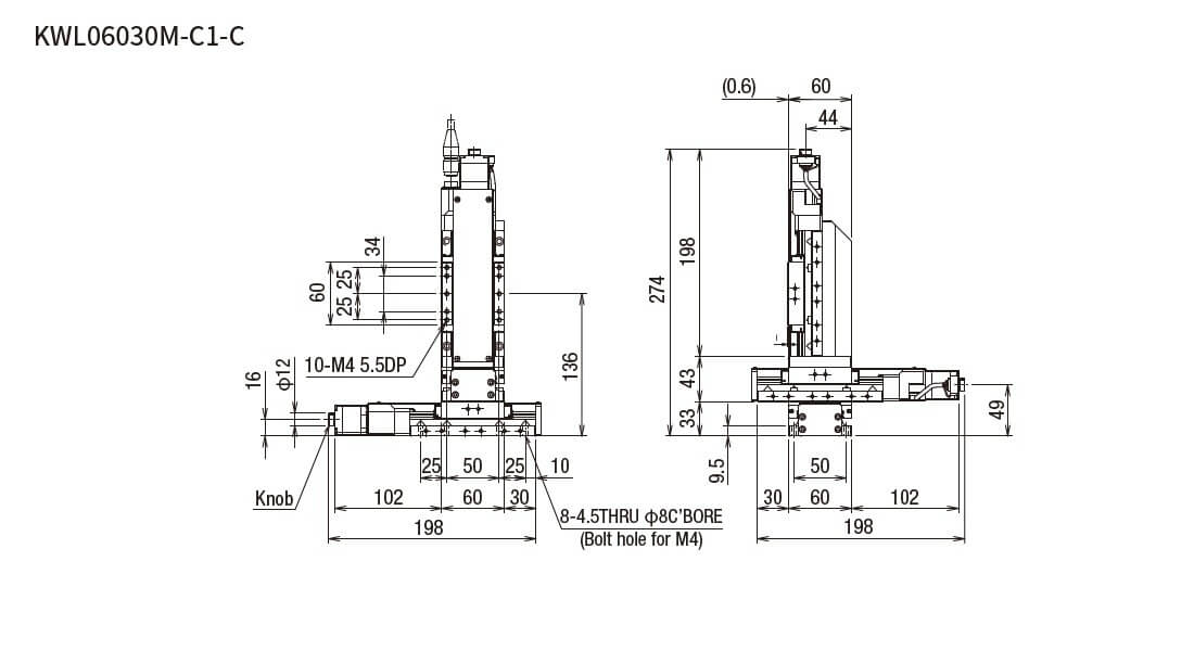SURUGA SEIKI 駿河精機 _ 自動直動XYZ軸滑台 _ 平面尺寸圖 KWL06030M-C1-C