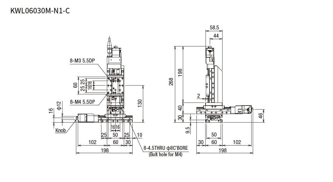 SURUGA SEIKI 駿河精機 _ 自動直動XYZ軸滑台 _ 平面尺寸圖 KWL06030M-N1-C
