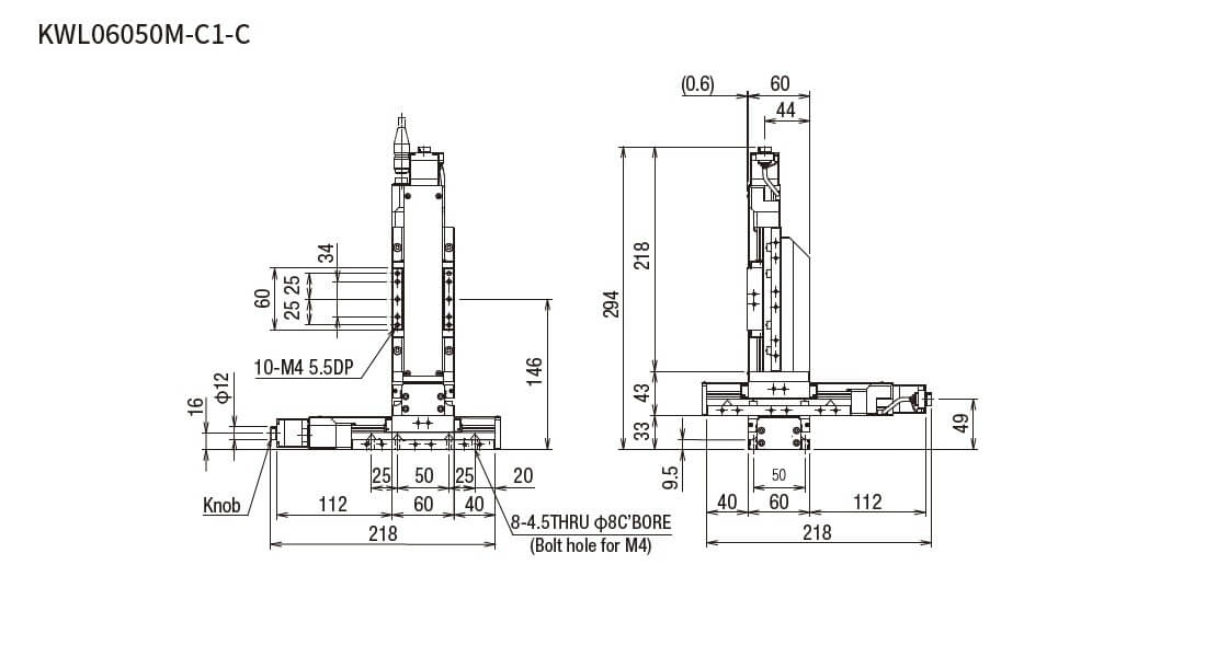 SURUGA SEIKI 駿河精機 _ 自動直動XYZ軸滑台 _ 平面尺寸圖 KWL06050M-C1-C