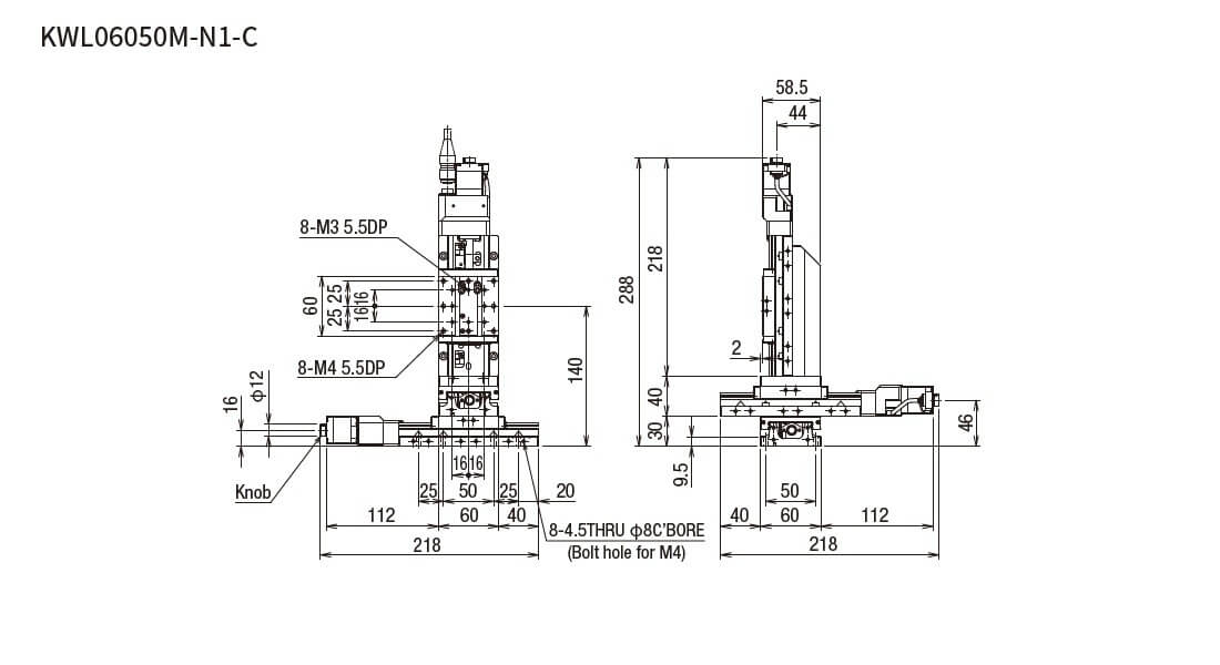 SURUGA SEIKI 駿河精機 _ 自動直動XYZ軸滑台 _ 平面尺寸圖 KWL06050M-N1-C